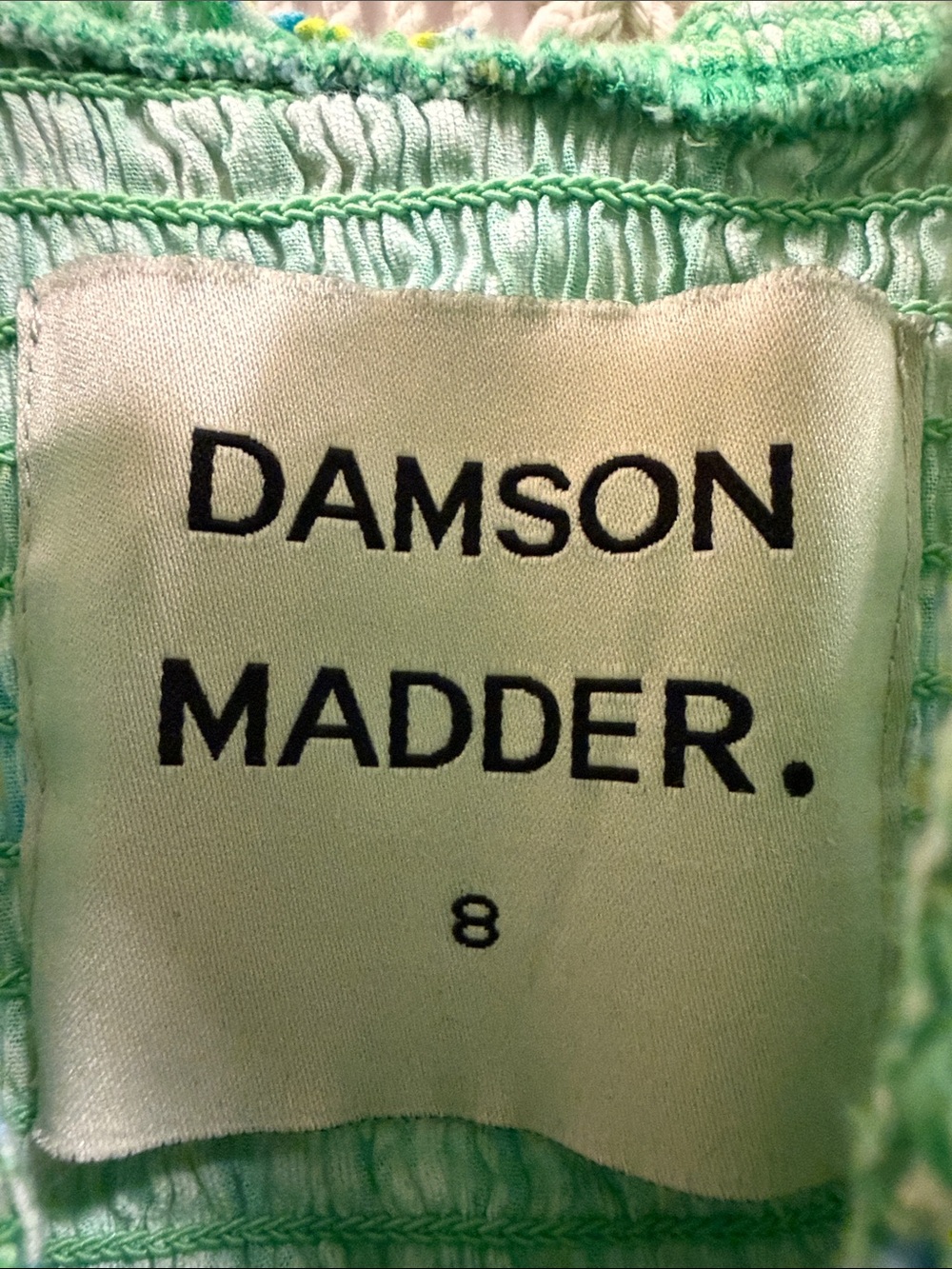 Damson Madder Green Tie-Front Smocked Maxi Dress - Picture 2 of 11